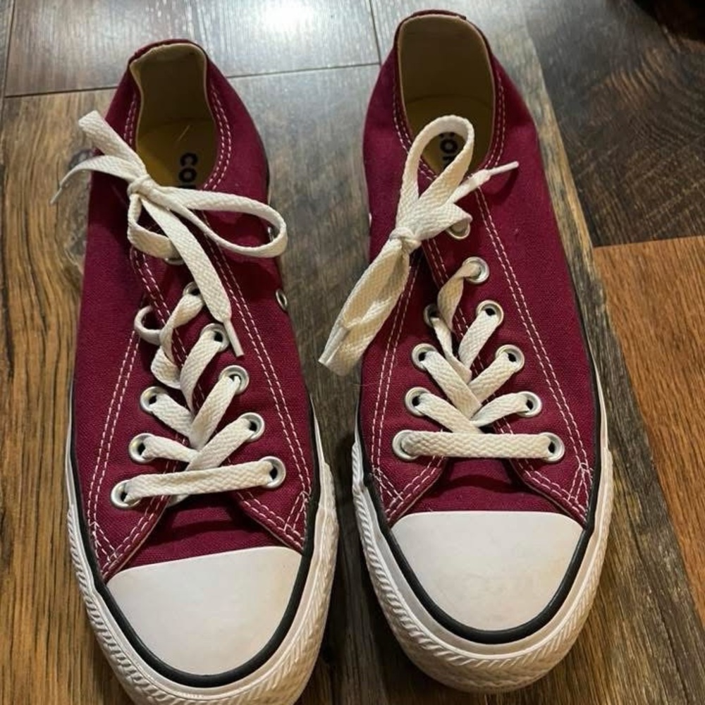 Converse Burgundy Canvas Sneakers with White Accents